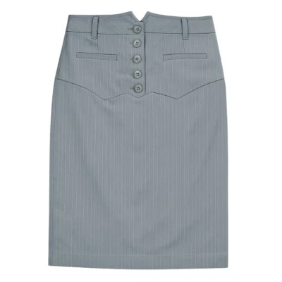 Charlotte Russe Skirt Womens 3 Gray Pinstripe Pencil Wiggle Business Office Work - Image 1 of 4