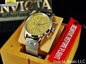 NEW Invicta Men's 45mm Chase Durer Chronograph TAN DIAL Mesh Bracelet SS Watch - Picture 1 of 19