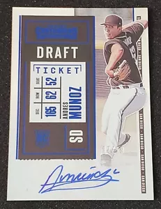 Boleto de draft Andres Munoz 2020 Panini Contenders azul radiocontrol automático/99 variación A - Imagen 1 de 2