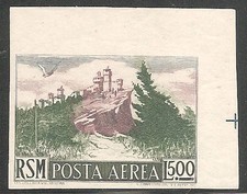 1950 San Marino 500L. veduta non dentellato N° 91b ** integro