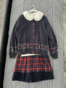 Rebecca Raggs Girl  Holiday Sweater Skirt Set Navy sz 8 NWOT - Picture 1 of 7