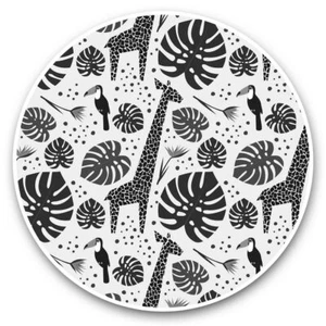 2 x Vinyl Stickers 20cm (bw) - Tropical Giraffe Toucan Jungle  #36407 - Afbeelding 1 van 8