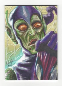 2020 Marvel Masterpieces Sketch GREEN GOBLIN by Mick Matt Glebe 1/1 - Picture 1 of 4