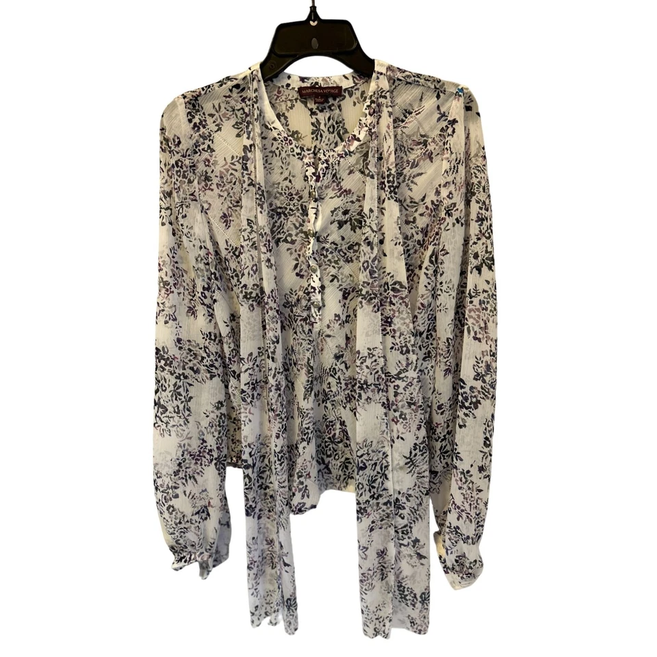 Блузка топ Marchesa Voyage цветочный узор размер 4 - Изображение 1 из 4