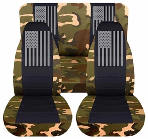 Se adapta a los cubreasientos delanteros y traseros 1997-2002 para Jeep Wrangler TJ con bandera estadounidense - Imagen 1 de 7