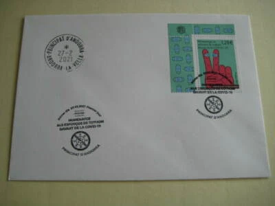2021 Andorra FDC on "Tribute to everyone's efforts in fighting the pandemic" - Image 1 of 3