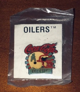 Vintage Houston Oilers Helmet Logo Coca-Cola NFL Pin W/ Card Coke NEW - Picture 1 of 2