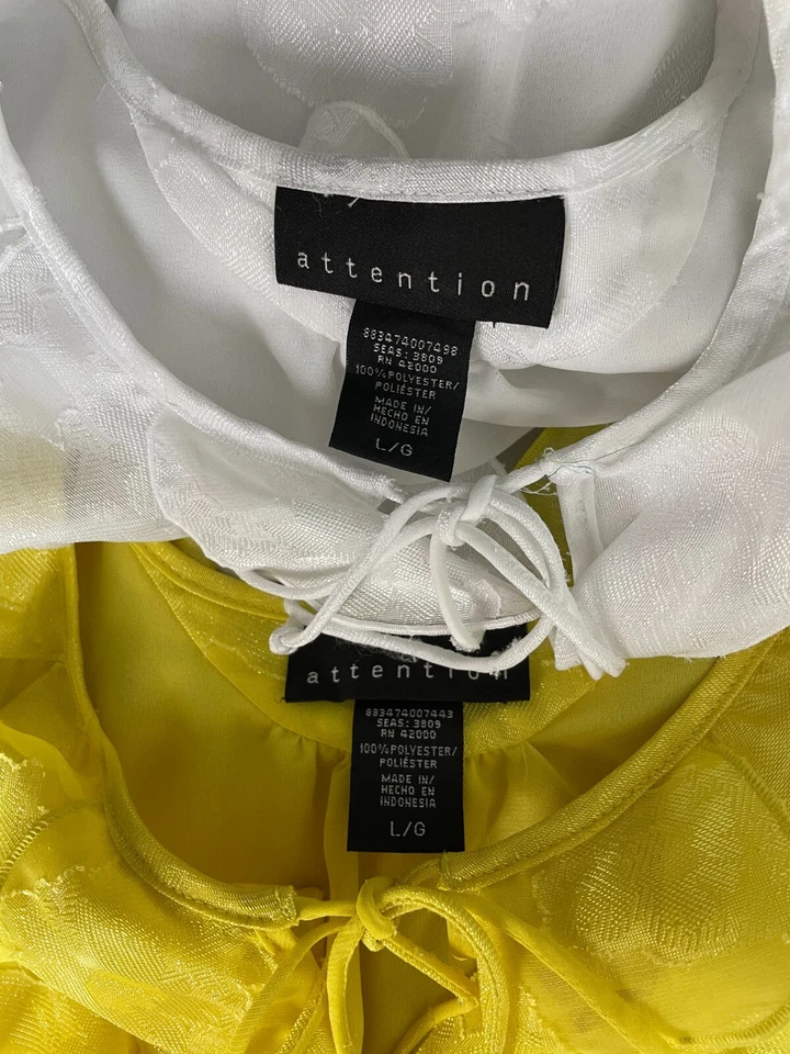 LOTE de 2 DOS Blusa sin mangas sin mangas Attention para mujer Camiseta sin mangas con volantes Frontal L Foto 1 de 4