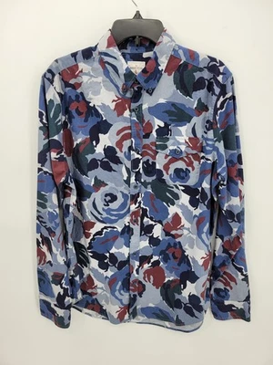 Gap Shirt Mens Large Blue Maroon Floral Modern Oxford Preppy Long Sleeve Button - Image 1 of 4
