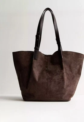 Brown Faux Suede Shopper Tote Bag New with tags - Image 1 of 4