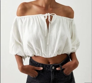 Minkpink Cadence Bubble Crop Top Blouse off White Size small - Picture 1 of 6