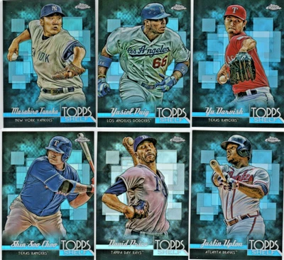 Lote de 6 tarjetas de béisbol Topps 2014 cromado "estante superior" precio-upton-darvish plus Foto 1 de 2