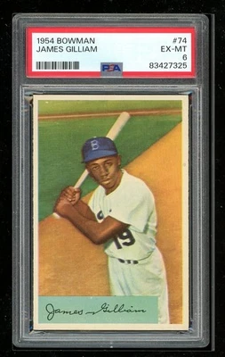 1954 Bowman #74 James "Junior" Gilliam PSA 6 - Image 1 of 2
