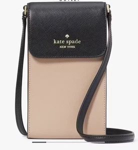 Bandolera Kate Spade Madison North South Flap Phone Negra Avellana - Imagen 1 de 6