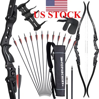 62" Takedown Recurve Bow ILF Right Hand Archery Hunting Target Competition Set - Image 1 of 4