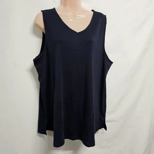 J. Jill lässiges ärmelloses Oberteil Bluse Alltag V-Ausschnitt Damen Gr. XL blau Baumwolle - Bild 1 von 9