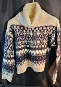 Neu mit Etikett Universal Threads Rollkragenpullover schwarz creme XS angeraut weich aztekisch - Bild 1 von 10