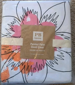Pottery Barn PB Teen PAINTED PALM Duvet Full/QUEEN Tropical Coastal NWT - Picture 1 of 6