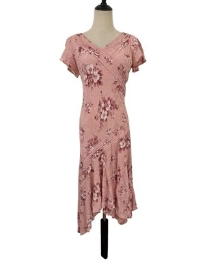 Vtg 90s KS Collections Soft Pink Floral Lace Dress Bias Cut Sz 8 Fairy Feminine - Image 1 of 4