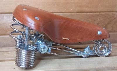 Asiento de bicicleta de cuero con resortes NUEVO - sin marca Foto 1 de 4