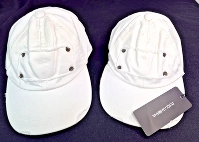 NUEVO D&G Dolce & Gabbana 2x Sombrero/Gorra Correa Trasera BLANCO Envejecido Bordado Italia Foto 1 de 4