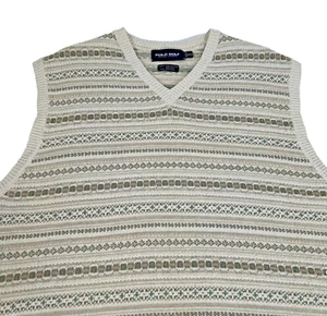 Polo Golf Ralph Lauren Vintage Beige Cotton Silk Sweater Vest Mens 2XL - Picture 1 of 5