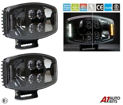 2X 10'' LED Jumbo Phare Anti Brouillard Blanc Ambre pour Camion Tracteur Benne - Photo 1/4