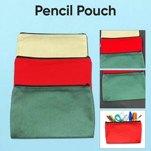 Pencil Case Kids Boys Girls School College Stationary Plain Zipper Bag Joblot - Picture 1 of 8