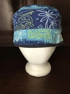 Toddler Beach Bucket Hat Cap Blue Teal Navy Reversible - Picture 1 of 9