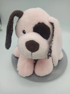 KidKraft Pink/Brown Plush Puppy Dog Rattle Lovey Stuffed Animal Polka Dots Bow - Picture 1 of 5