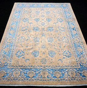 Orient Teppich Nain 237 x 174 cm Seide Modern Design Beige Blau Perserteppich - Bild 1 von 16