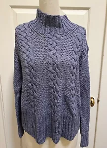 Donna Karan Collection Sweater Cable Knit Turtleneck 100% Cotton Size L EC - Picture 1 of 6