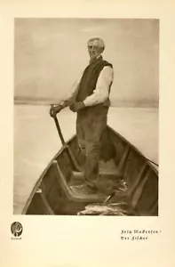 Der Fischer Kunstdruck 1935 von Fritz Mackensen * in Greene † Bremen Ruderboot - Bild 1 von 2