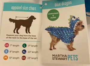 Costume Halloween MARTHA STEWART PETS Drago Blu Taglia S con etichette - Foto 1 di 5