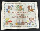 Vintage Handmade Embroidery Panel ‘Good Cooks Never Lack Friends’