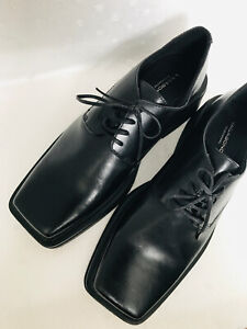 Vagabond Eyra Black Leather Loafers Oxfords Square Toe Shoes US9 EU39 UK6