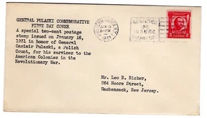 #690 Pulaski 1931 FDC - New York NY Slogan - Bicher Typed Cachet - Picture 1 of 2