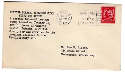 #690 Pulaski 1931 FDC - New York NY Slogan - Bicher Typed Cachet - Image 1 of 2