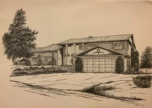 "At Home”, Presque Isle, Maine, Pen & Ink by Beverley Bissell - Picture 1 of 3