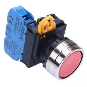 IDEC Red 22mm Metal Bezel Maintained Push Button Switch NO IP65 YW4B-A1E10R - Picture 1 of 1