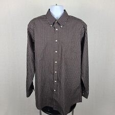 Paul Fredrick Shirt 18 - 37 Brown Green Check Non Iron Pinpoint Slim Button Up