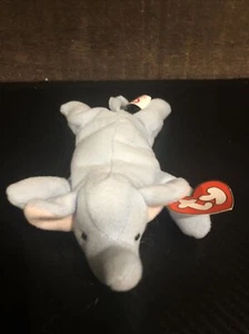 1993 Ty {Teenie Beanie Babies} McDonalds? Mini "Erdnuss" blauer Elefant 🐘 mit Etikett - Bild 1 von 3