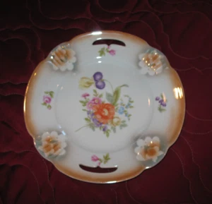 Antique Plate made in Germany, flowers, cut out opening, mint, 9.5" diameter - Picture 1 of 5