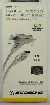 Scosche StrikeLine "2-in-1 USB-C/Apple Cable" (CCI484TWT-SP) - Image 1 of 4