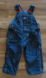 Infants OshKosh Blue Jean Denim Fleece Lined Overalls Snap Legs sz 9 M Months - Picture 1 of 5