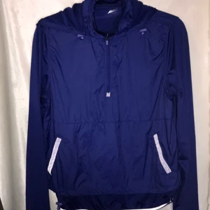 Avia Women's Quarter Zip Hooded Toggle Button Windbreaker Blue Jacket Size S - Picture 1 of 10