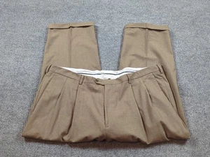 Paul Fredrick Pants Mens 48x27 Brown Wool Cashmere Classic Pleated Cuffed Preppy - Picture 1 of 11