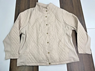 Ava & Viv 女式 2XL 码象牙色绗缝夹克外套按扣罗纹针织侧高领 — 第 1/4 张图片