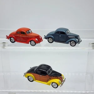 Johnny Lightning 1:64 Hot Rods 1937 Ford Coupe Lot of 3 Black Yellow Orange Gray - Picture 1 of 12