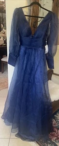 Neu mit Etikett TS Couture Braut Partykleid Kleid marineblau Chiffon Ballon lange transparente Ärmel - Bild 1 von 15
